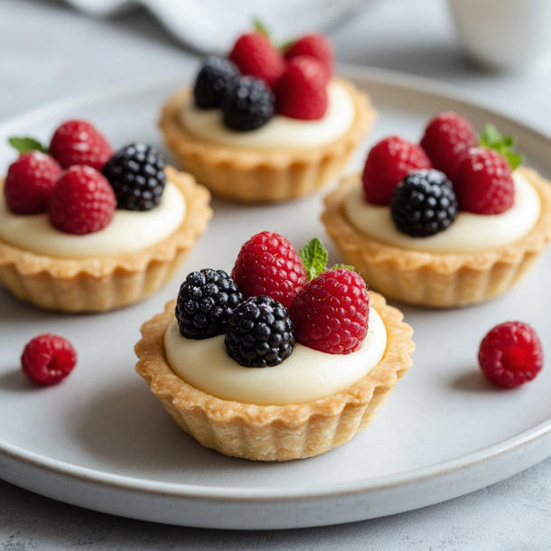 Тарталетка с марципаном и свежей ягодой