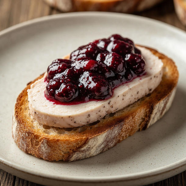 Брускетта с паштетом и пряными ягодами